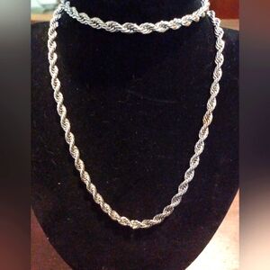 Elegant Silver Rope Chain Necklace